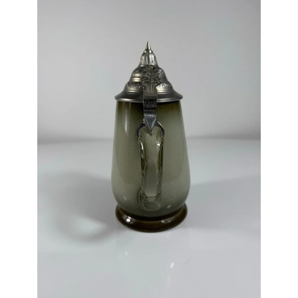 Vintage Original King Handmade Ceramic Beer Stein with Pewter Lid‎